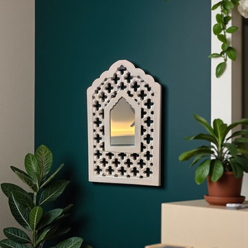 White Mughal Jharokha with Mirror