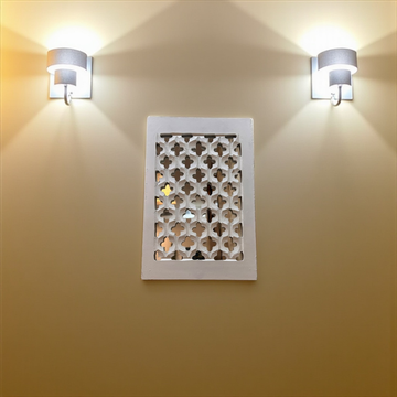 White Rajasthani Jharokha with Mirror