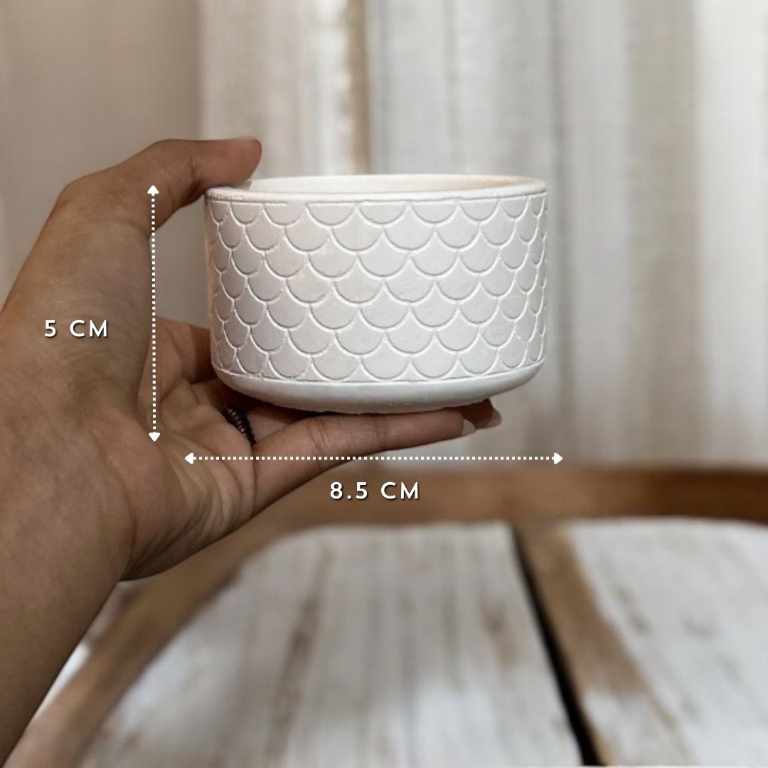 Concrete Round Indoor Planters Design 2, 8x8x6.5 cm (190g)