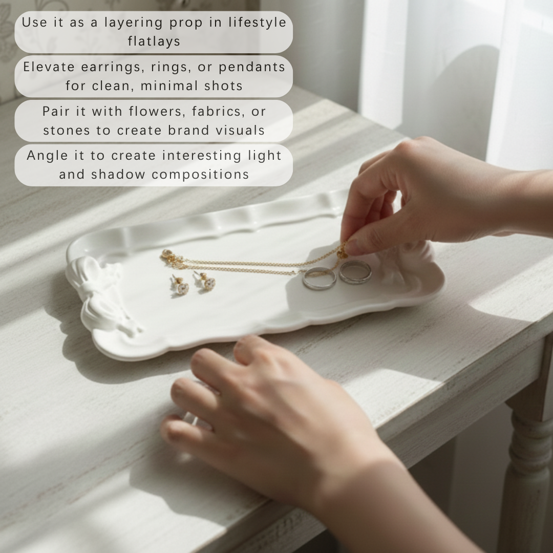 Concrete Rectangle Bow Trinket Tray, 19.5x11.5x2 cm (200g)