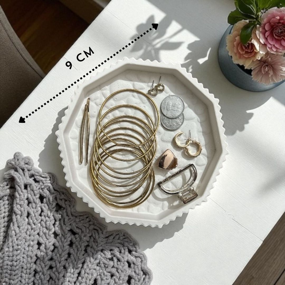 Concrete Stone Tray - Decagon, 16.5W x 2.5H cm (300g)