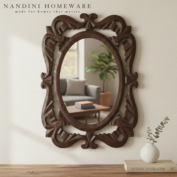 Brown MDF Wooden Antique Mirror Jharokha