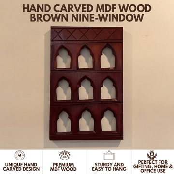 Brown MDF Wooden Jharokha - Brown Nine-Window