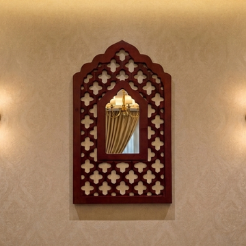 Brown MDF Wooden Mughal Jharokha with Mirror (Brown Mughal)