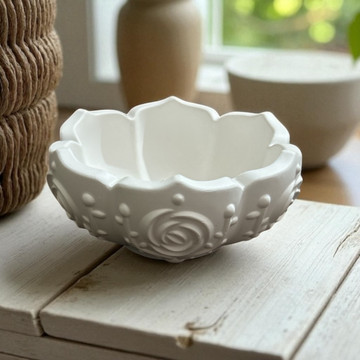 Concrete Rosette Trinket Bowl, 11x11x5 cm (190g)