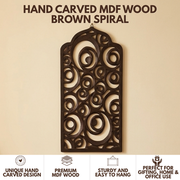 Teak Brown MDF Wooden Jharokha - Brown Spiral