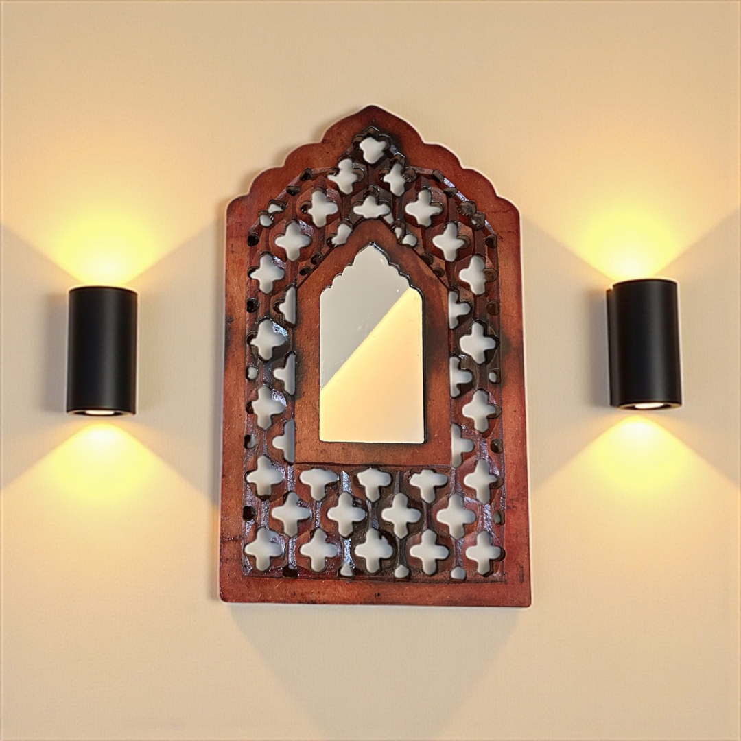 Brown Mughal Jharokha with Mirror
