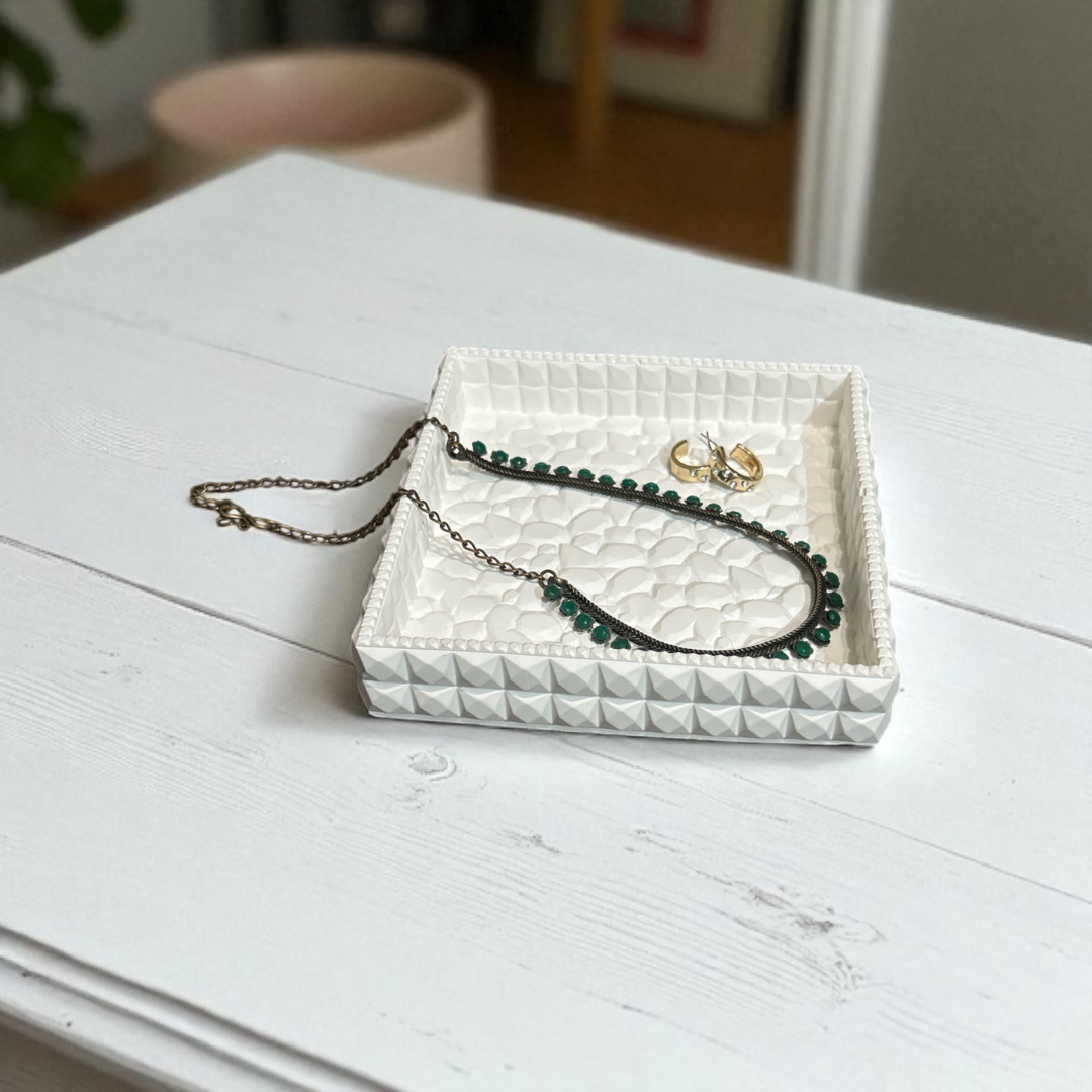 Concrete Stone Tray - Square, 13x13x2.5 cm (250g)