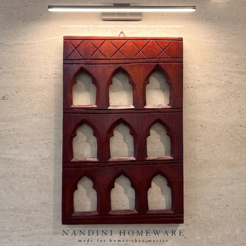 Brown Nine-Window MDF Wooden Jharokha (Brown Nine-Window)