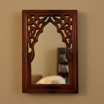 Brown MDF Wooden Rajasthani Jharokha with Mirror (Brown Rajasthani)