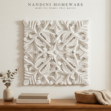 Antique White Petal Square MDF Wooden Jharokha (White Petal)