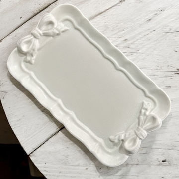 Concrete Rectangle Bow Trinket Tray, 19.5x11.5x2 cm (200g)