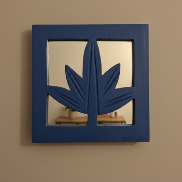 Blue Leaf MDF Wooden Jharokha with Mirror (Blue Leaf)