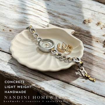 Concrete Shell Trinket Dish, 10.5x10.5x2 cm (50g)