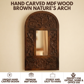 Brown MDF Wooden Jharokha with Mirror - Brown Nature's Arch