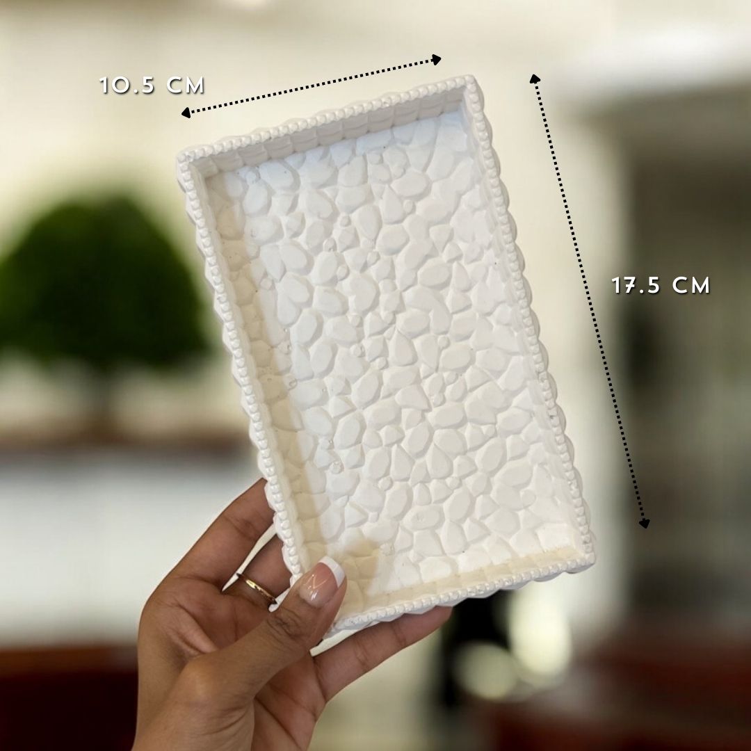 Concrete Stone Tray - Rectangle, 17.5W x 10.5L x 2.5H cm (300g)