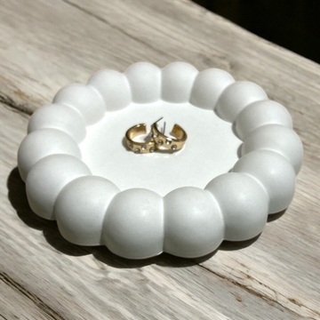 Concrete Round Large Bubble Tray, 12.5x12.5x1.5 cm (200g)