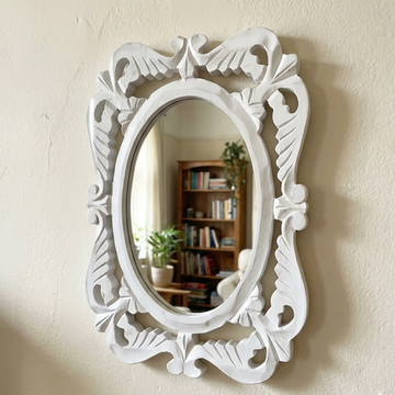 White MDF Wooden Antique Mirror Jharokha