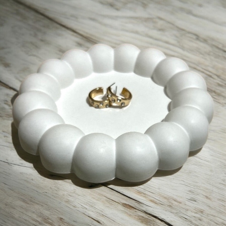 Concrete Round Large Bubble Tray, 12.5x12.5x1.5 cm (200g)