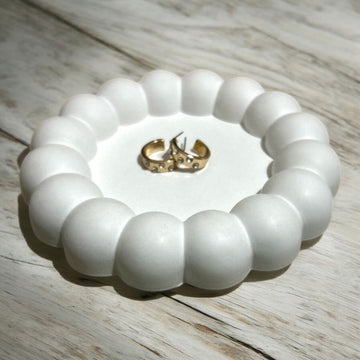 Concrete Round Large Bubble Tray, 12.5x12.5x1.5 cm (200g)