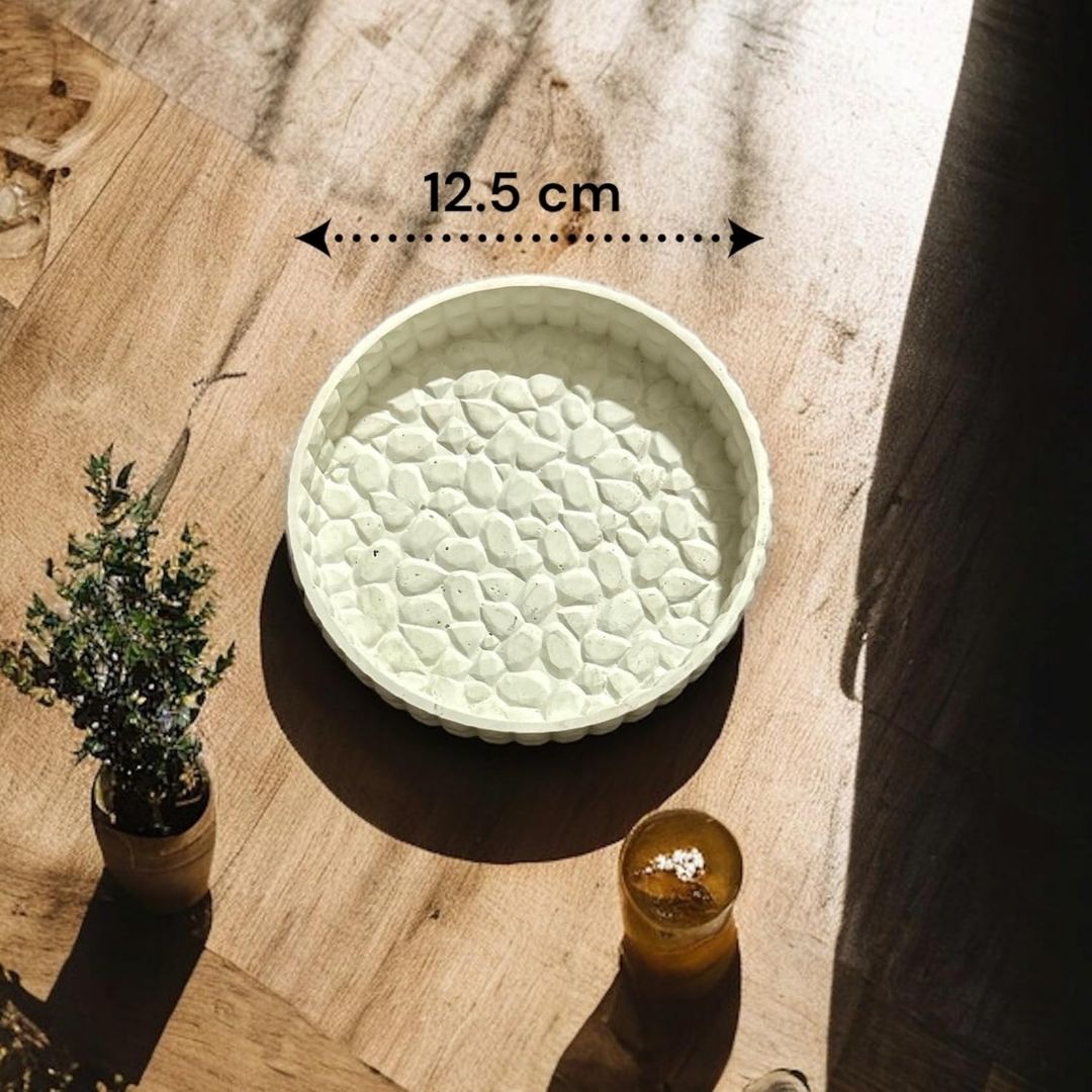 Concrete Stone Tray - Round, 12.5W x 2H cm(150g)
