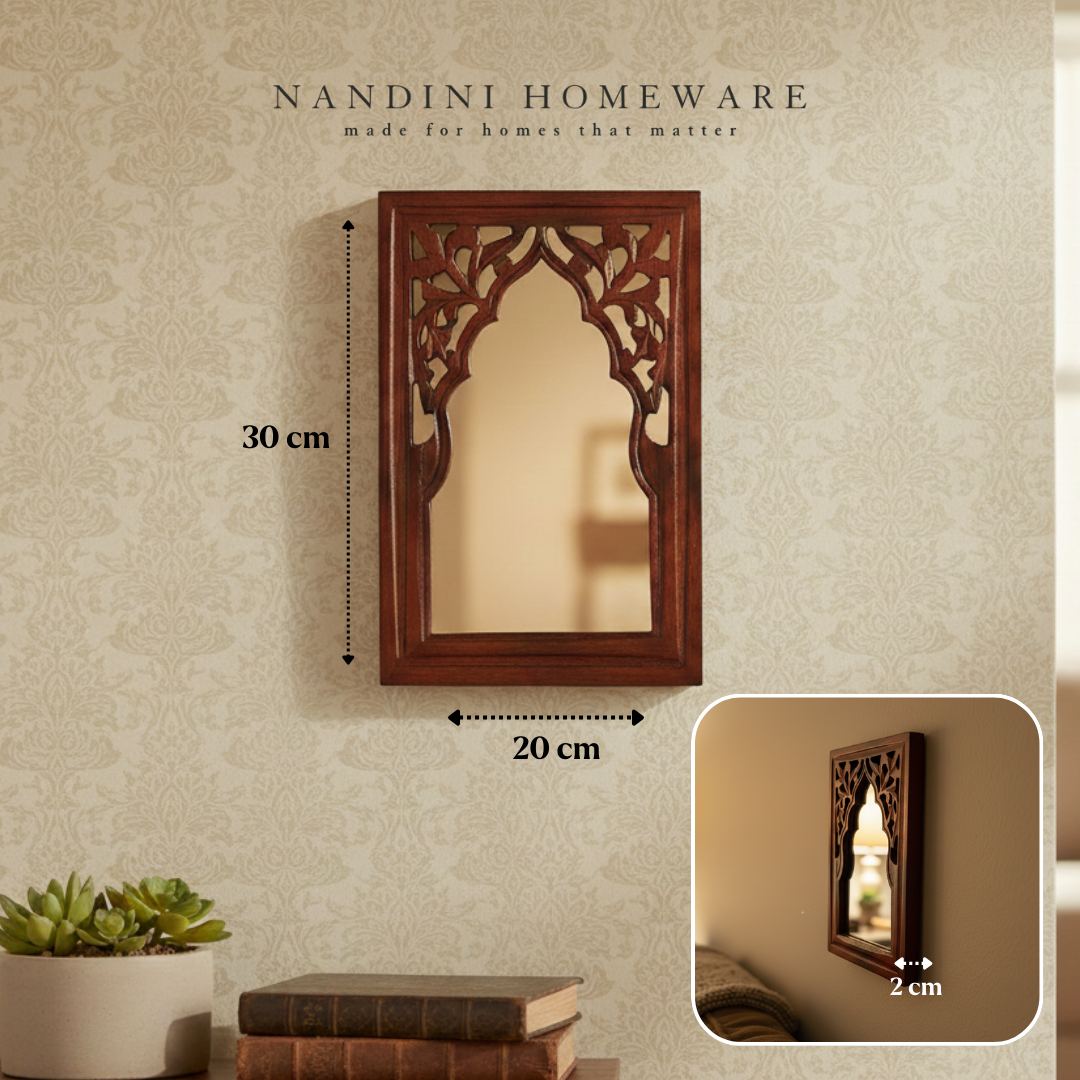 Brown MDF Wooden Rajasthani Jharokha with Mirror
