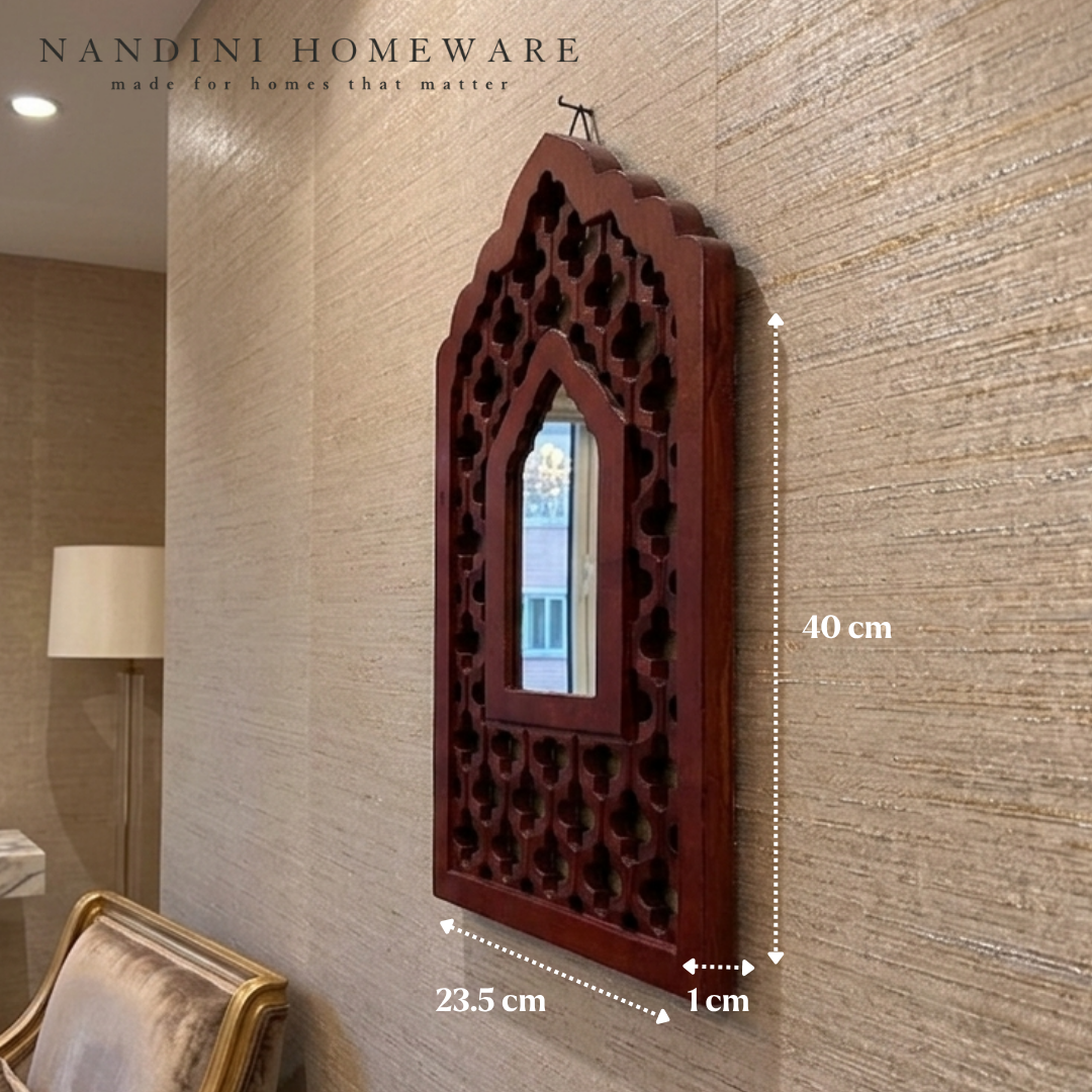 Brown MDF Wooden Mughal Jharokha with Mirror (Brown Mughal)