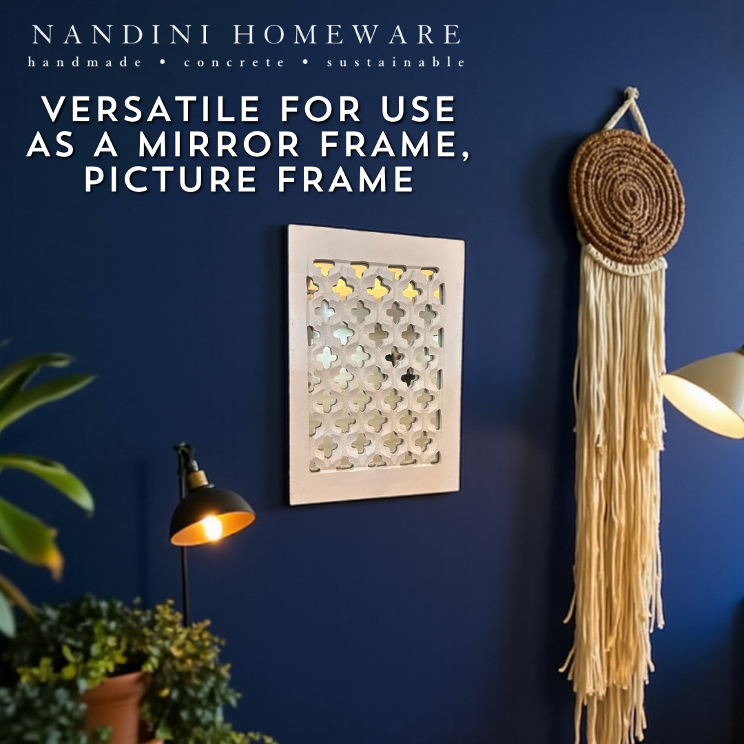 White Rajasthani Jharokha with Mirror