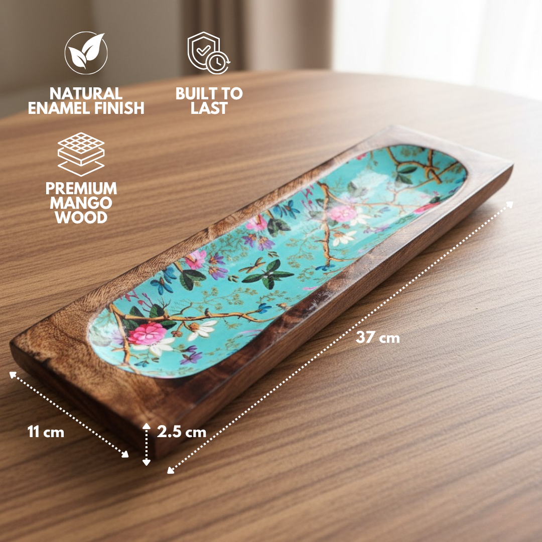 Mango Wood Teal Serving Tray