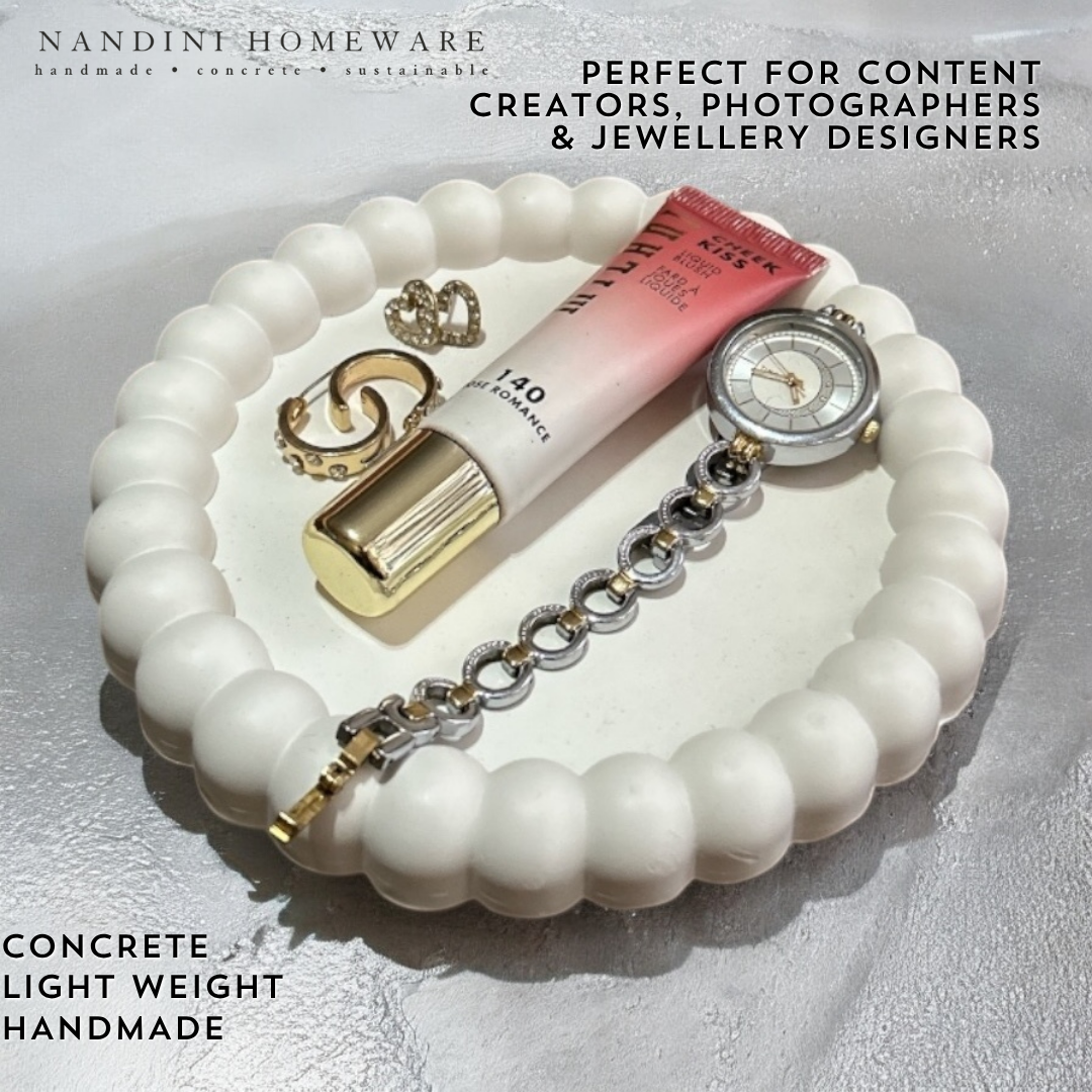 Concrete Round Small Bubble Tray, 13x13x1.5 cm (150g)