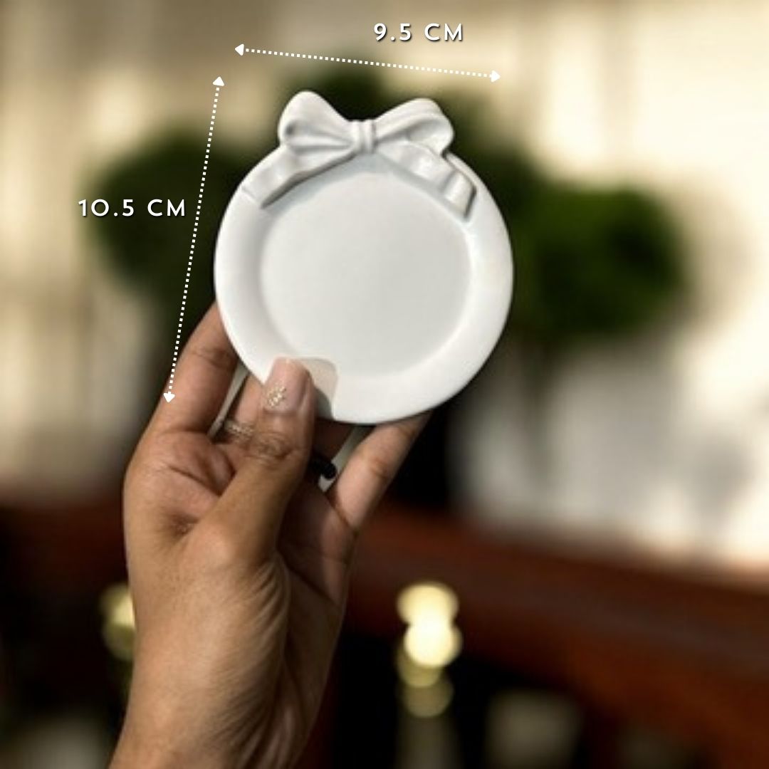 Concrete Round Bow Trinket Dish, 10.5W x 10.5L x 2H (50g)