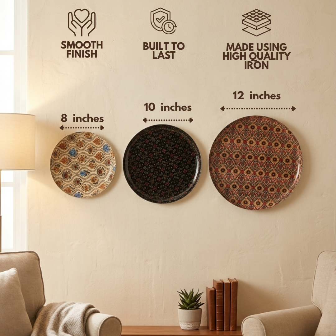 Metal Wall Plates - Patterned Set of 3