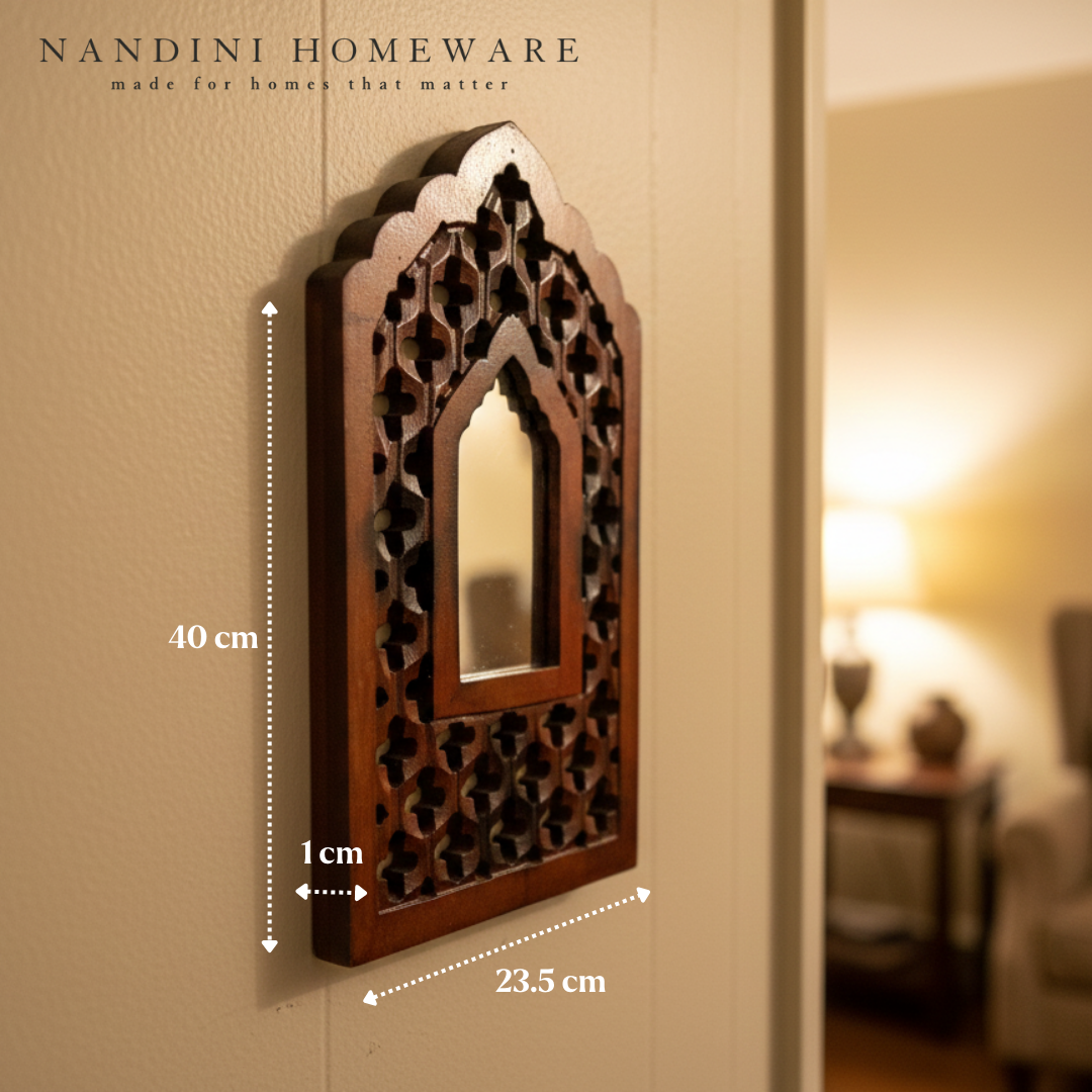 Brown MDF Wooden Mughal Jharokha with Mirror