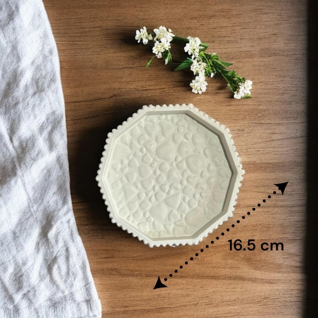 Concrete Stone Tray - Decagon, 16.5W x 2.5H cm (300g)