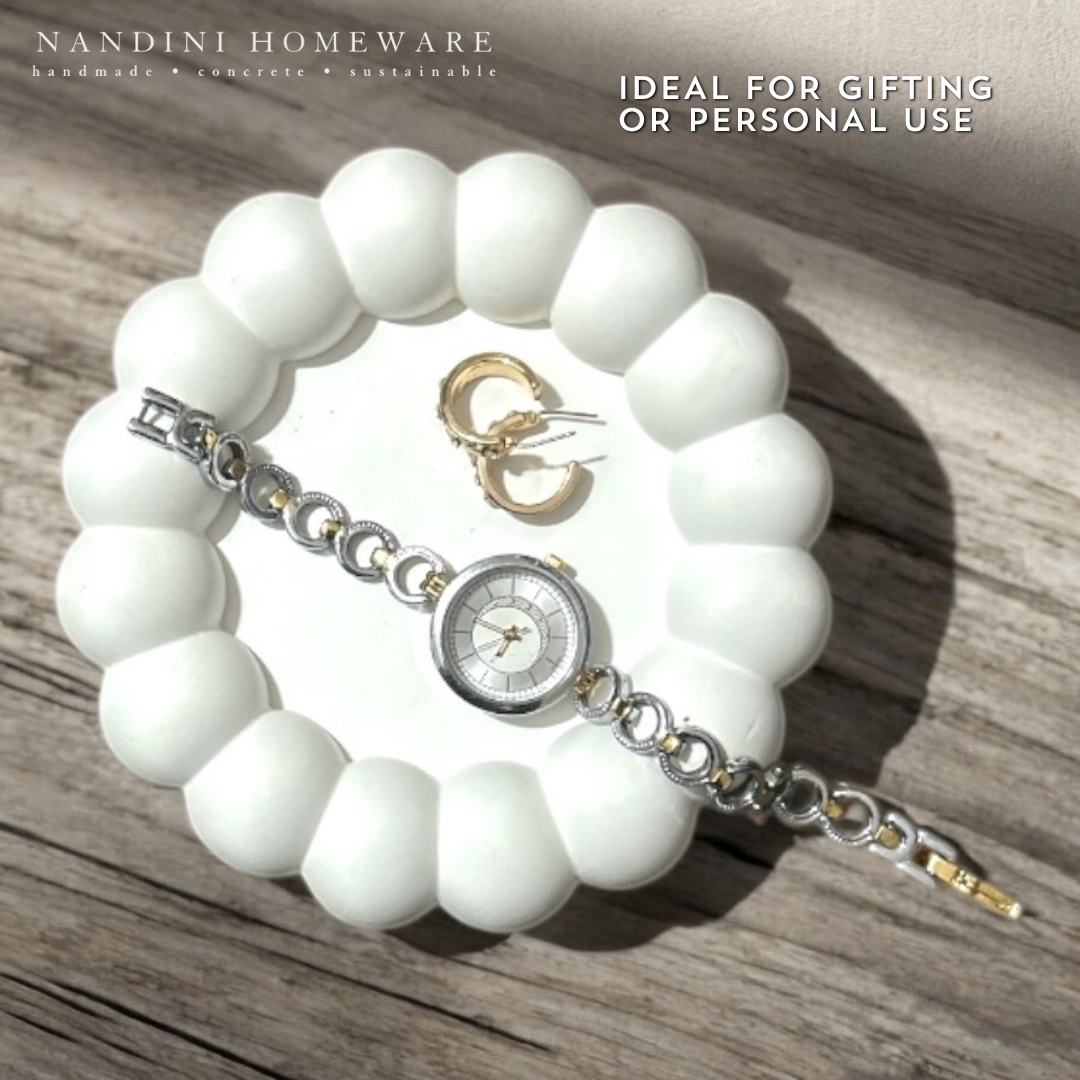 Concrete Round Large Bubble Tray, 12.5x12.5x1.5 cm (200g)