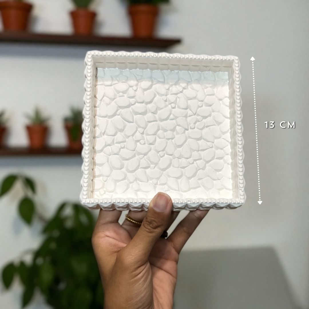 Concrete Stone Tray - Square, 13x13x2.5 cm (250g)