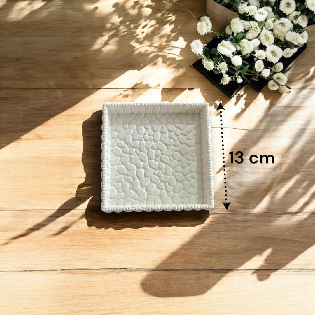 Concrete Stone Tray - Square, 13W x 2.5H cm (250g)