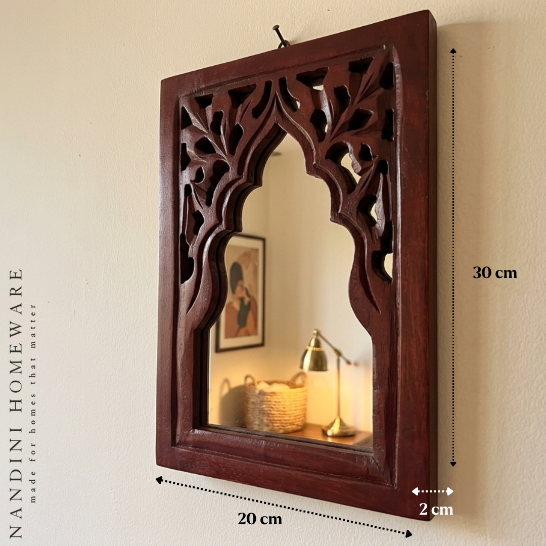 Brown MDF Wooden Rajasthani Jharokha with Mirror (Brown Rajasthani)