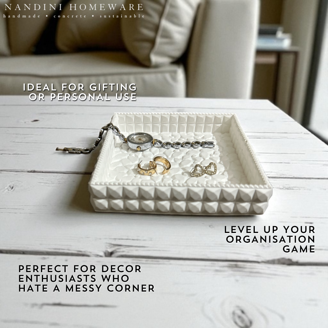 Concrete Stone Tray - Square, 13x13x2.5 cm (250g)