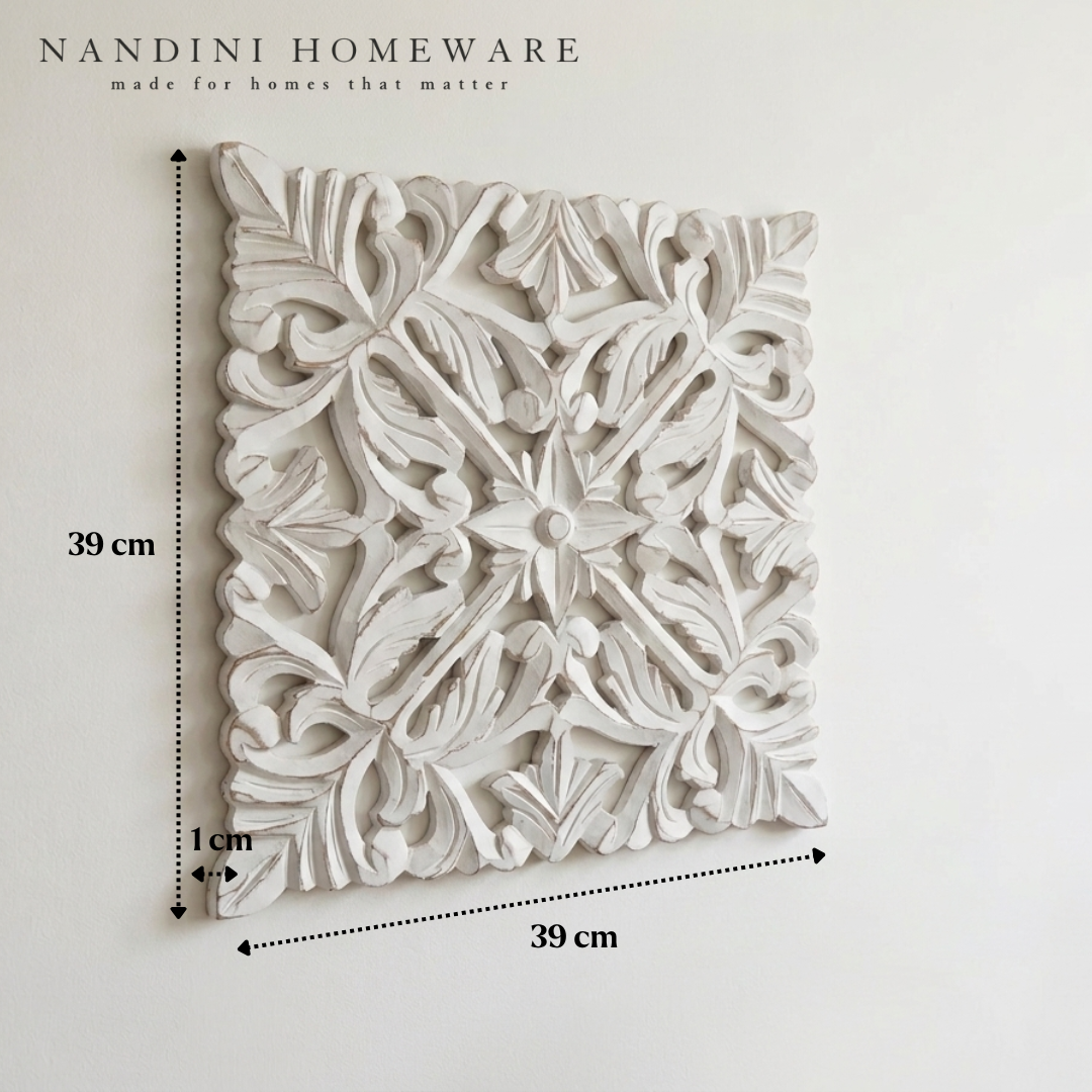 Antique White Petal Square MDF Wooden Jharokha (White Petal)