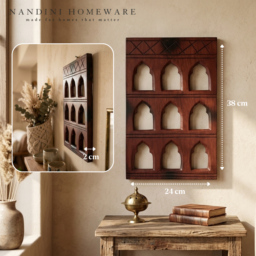 Brown Nine-Window MDF Wooden Jharokha (Brown Nine-Window)