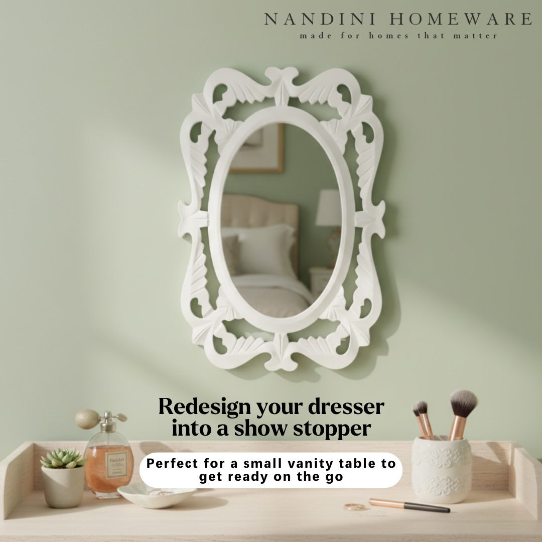 White MDF Wooden Antique Mirror Jharokha