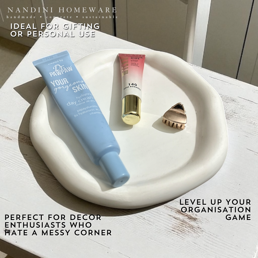 Concrete Round Cloud Tray, 17.5x17.5x1 cm (300g)