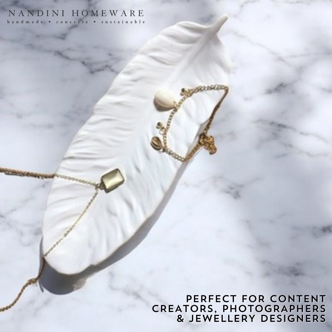 Concrete Feather-shaped Trinket Tray 19.5x1x11 cm(17g)