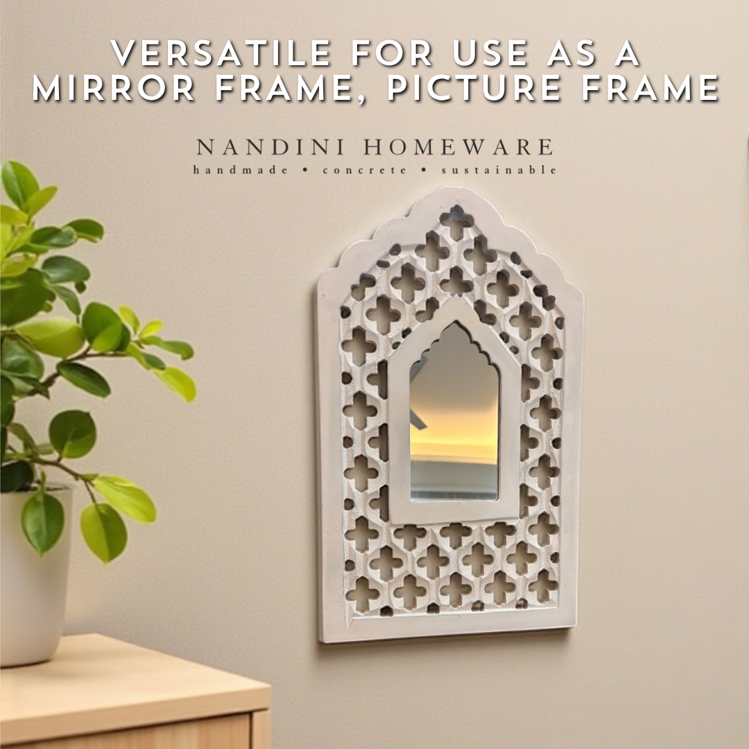 White Mughal Jharokha with Mirror