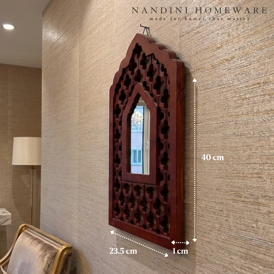 Brown MDF Wooden Mughal Jharokha with Mirror (Brown Mughal)