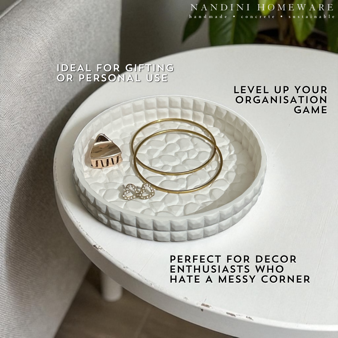 Concrete Stone Tray - Round, 12.5x12.5x2 cm(150g)