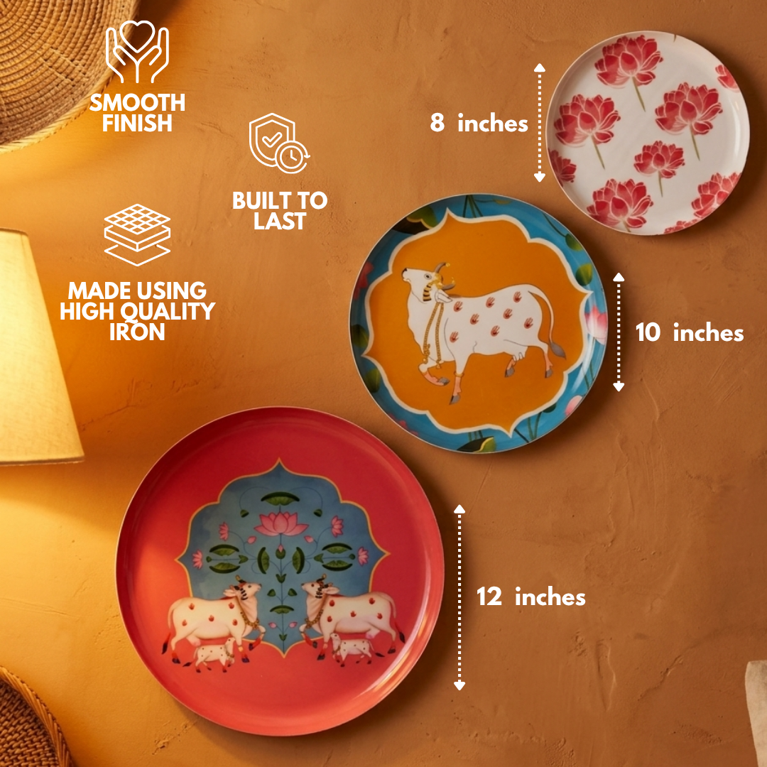 Metal Wall Plates - Cow Set of 3