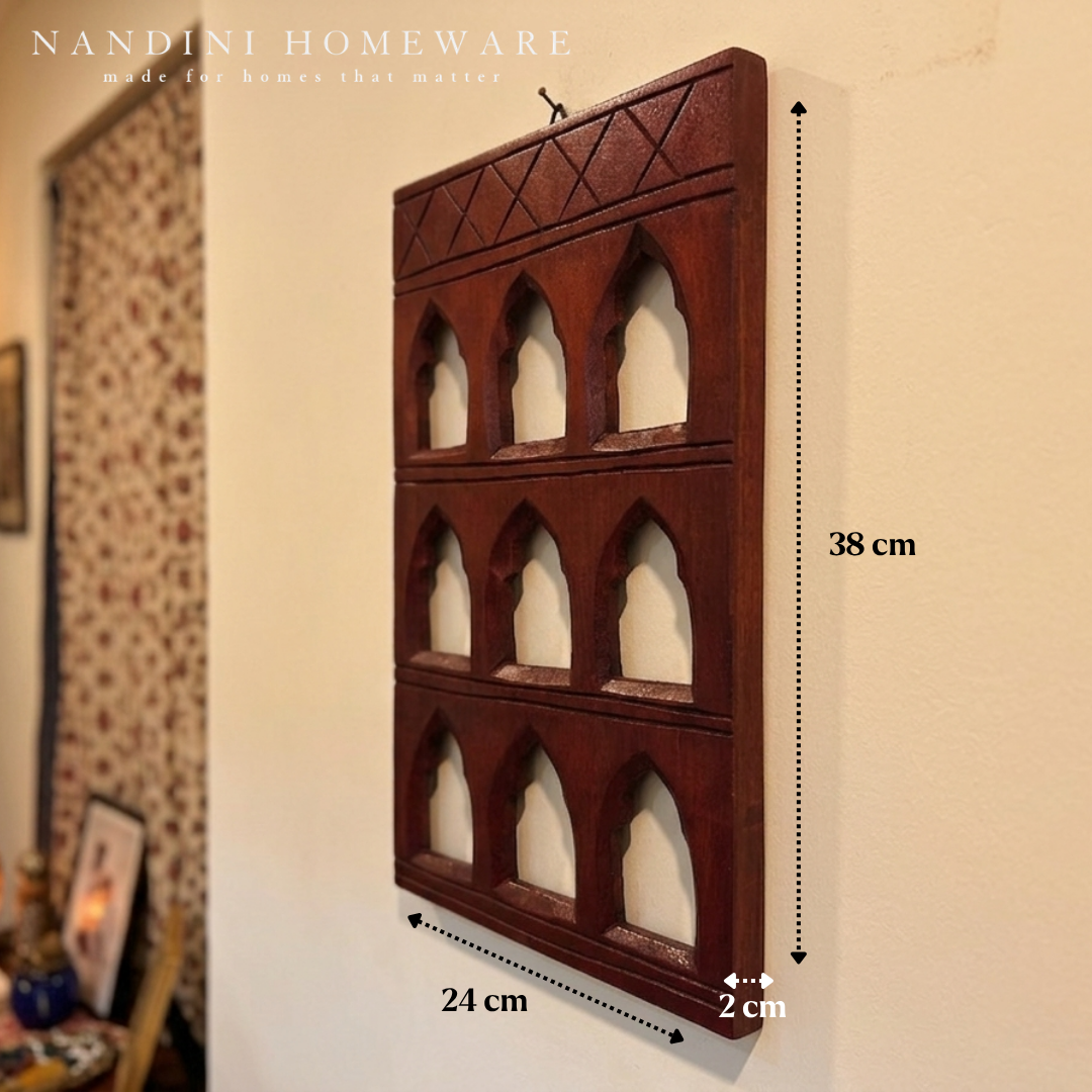 Brown Nine-Window MDF Wooden Jharokha (Brown Nine-Window)