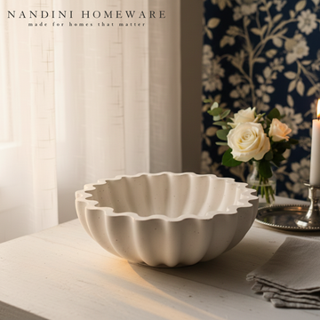 Concrete Ruffle Trinket Bowl, 15x15x5 cm (300g)